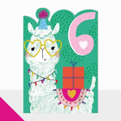Tarjeta de llama del sexto cumpleaños - Artbox Happy Birthday Llama 6