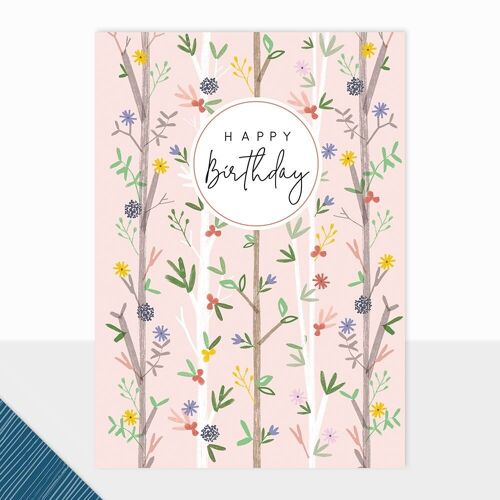 Floral Happy Birthday Card - Halcyon Birthday Floral