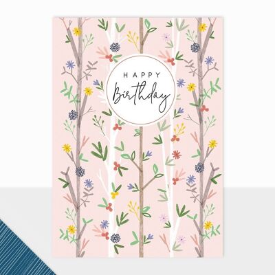 Tarjeta floral de feliz cumpleaños - Halcyon Birthday Floral
