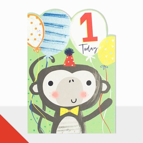 1st Birthday Monkey Card - Artbox Happy Birthday Monkey 1