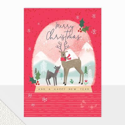 Reindeer Christmas Card - Halcyon Merry Christmas Reindeer