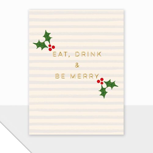 Striped Christmas Card - Piccolo Eat Drink Be Merry
