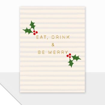 Carte de Noël rayée - Piccolo Eat Drink Be Merry