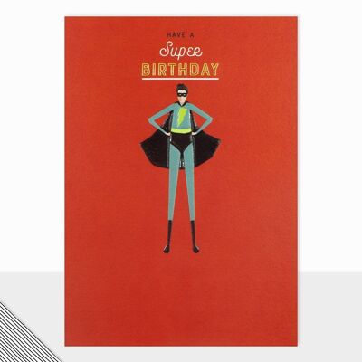 Tarjeta de cumpleaños de superhéroe - Little People Happy Birthday Superhero