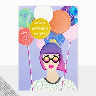 Tarjeta de feliz cumpleaños con globos - Utopía Feliz cumpleaños Fiona