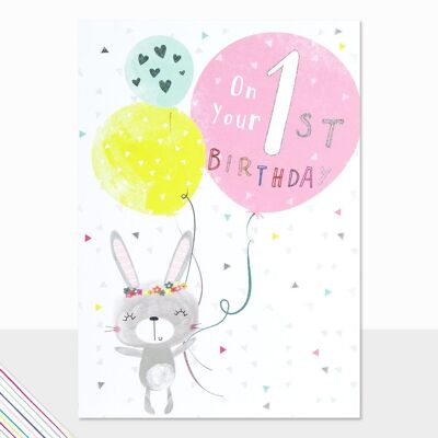 1st Birthday Card - Scribbles On your 1st Birthday (Rabbit)