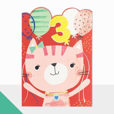 Tarjeta de gato de tercer cumpleaños - Artbox Happy Birthday Cat 3