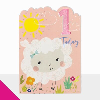 Tarjeta de primer cumpleaños de oveja - Artbox Feliz cumpleaños oveja 1