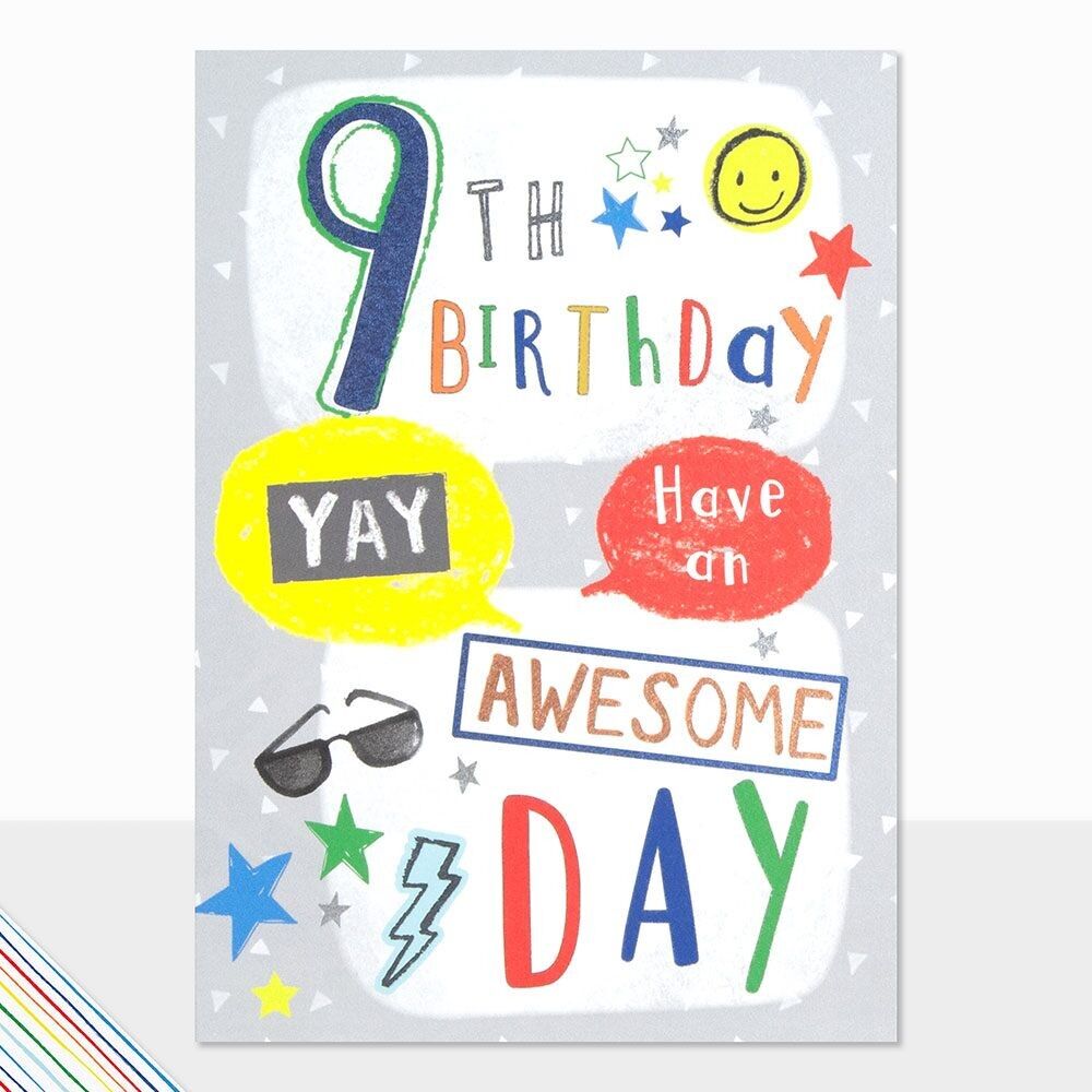 Carte d'anniversaire 9e – Scribbles 9e anniversaire, journée géniale