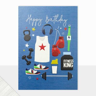 Biglietto di auguri di compleanno fitness per lui – Halcyon Happy Birthday Fitness King