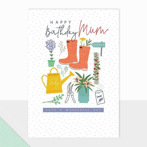 Gardening Birthday Card For Mum - Halcyon Happy Birthday Garden Mum