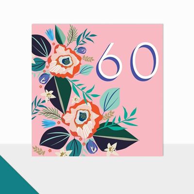 Floral 60th Birthday Card - Glow 60