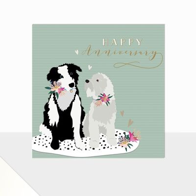 Tarjeta de aniversario con temática de perros - Glow Happy Anniversary Dogs