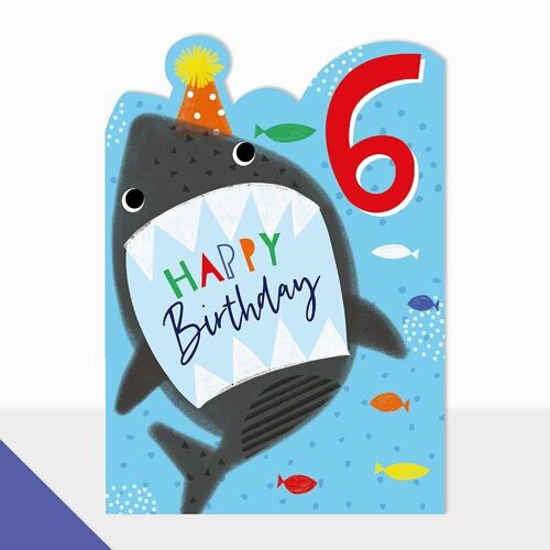 6th Birthday Shark Card - Artbox Happy Birthday Shark 6