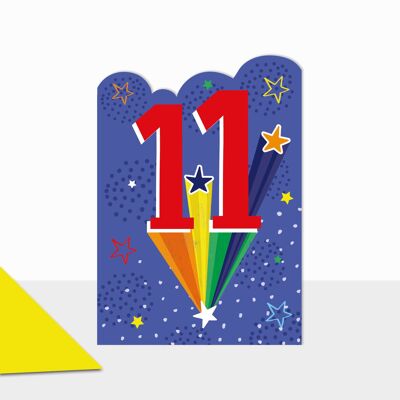 Biglietto con stelle per l'11° compleanno di un ragazzo - Artbox Buon compleanno 11°