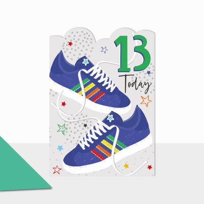 Tarjeta de entrenadores de cumpleaños número 13 para niño - Artbox Feliz cumpleaños 13