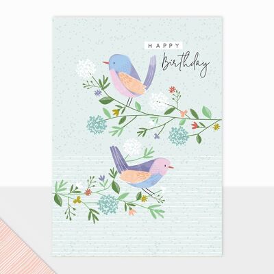 Biglietto di auguri di compleanno con uccelli - Uccelli di compleanno Halcyon