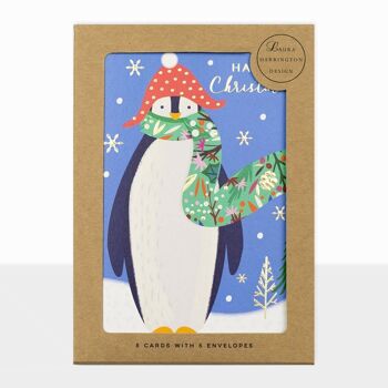 Pack de cartes de Noël - Pack de cartes de Noël caritatives Pingouin