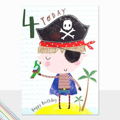 Biglietto di auguri per il 4° compleanno - Scribbles 4 Today Pirate
