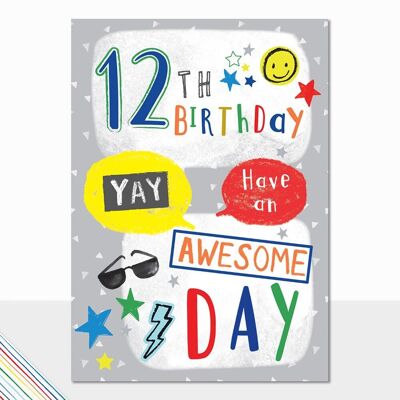 Happy 12th Birthday Card - Scribbles Happy 12th Birthday
