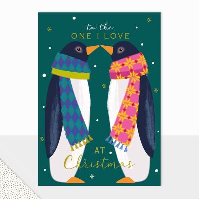 Tarjeta navideña de pingüinos - Utopia Christmas One i Love
