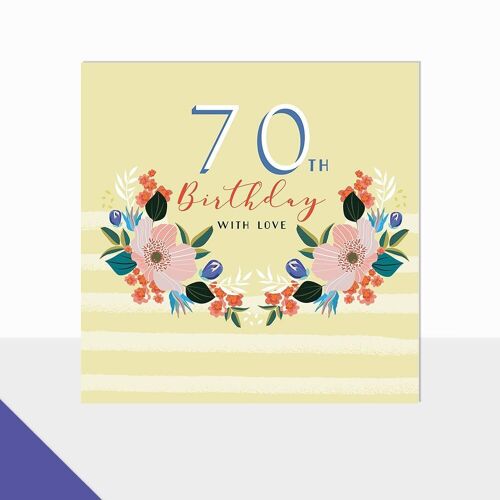 Floral 70th Birthday Card - Glow 70th