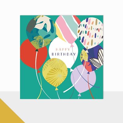 Geburtstagskarte mit leuchtenden Luftballons – Happy Birthday