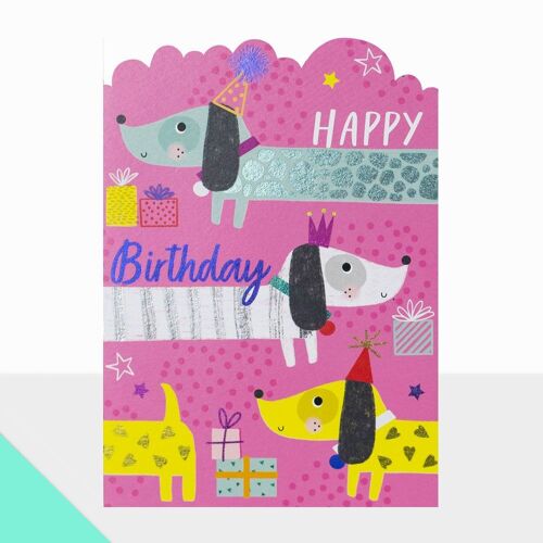 Birthday Card For Girl - Artbox Happy Birthday Girl - Sausage Dogs