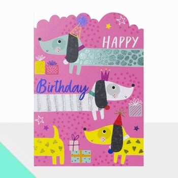 Carte d'anniversaire pour fille - Artbox Happy Birthday Girl - Chiens saucisses