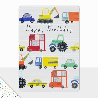 Happy Birthday Card - Goodies - Happy Birthday Vehicles - Traffic
