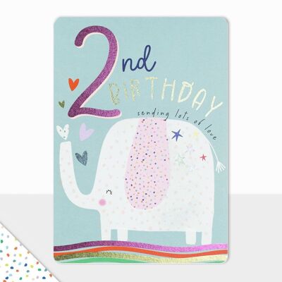 Happy Birthday Karte - Goodies - Happy Birthday Elefant - 2. Geburtstag