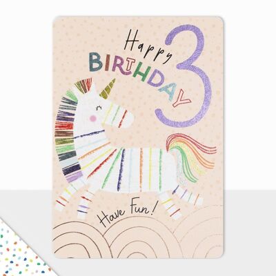 Tarjeta de feliz cumpleaños - Golosinas - Feliz cumpleaños Unicornio - 3er cumpleaños