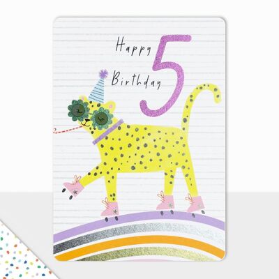 Tarjeta de feliz cumpleaños - Golosinas - Gato de feliz cumpleaños - 5to cumpleaños