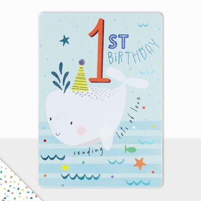 Happy Birthday Card - Goodies - Happy Birthday Whale - 1st Birthday