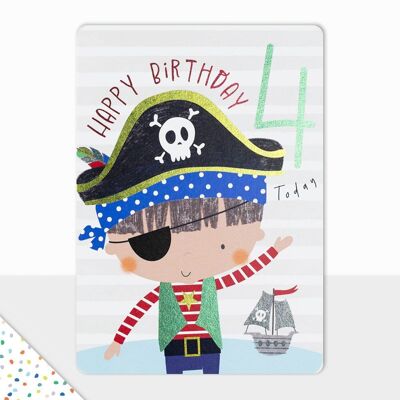 Biglietto di buon compleanno – Goodies – Buon compleanno pirata – 4° compleanno