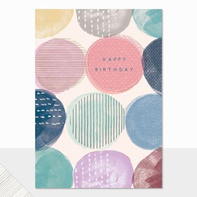 Birthday Card For Her - Halcyon Happy Birthday (circles)
