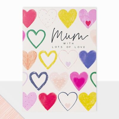Love Hearts Mother's Day Card - Halcyon Mothers Day Mum Lots of Love