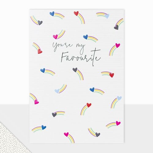 Rainbow Heart Valentine's Day Card - Halcyon Anniversary Card - You're my Favourite