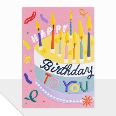Tarjeta de feliz cumpleaños - Feliz cumpleaños señalado - Pastel