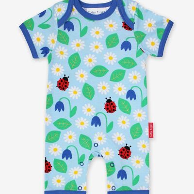 Summer romper made from organic cotton with a ladybug print