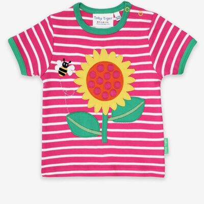 Organic cotton t-shirt with sunflower appliqué