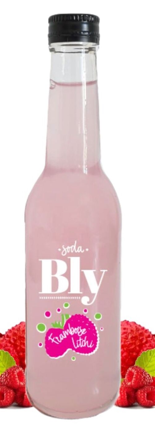 Soda BLY - Framboise Litchi - Pack de 12 bouteilles de 33 cl