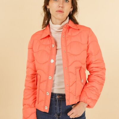 Chaqueta corta acolchada botones margaritas Coral