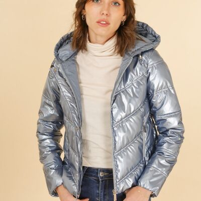 V quilted puffer jacket Blue