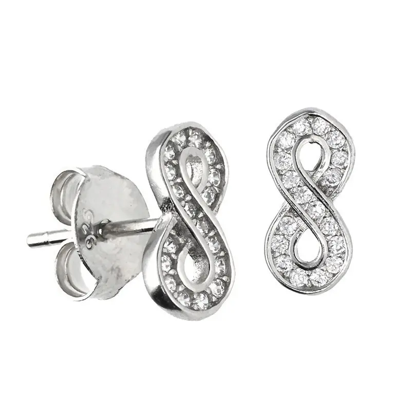 Boucles D'oreilles Infini Paix Amour En Argent 925 Avec Zirconium - Neuf Avec étiquettes