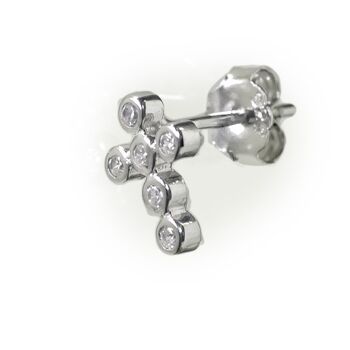 Boucles d'oreilles croix en argent sterling avec zircone 3