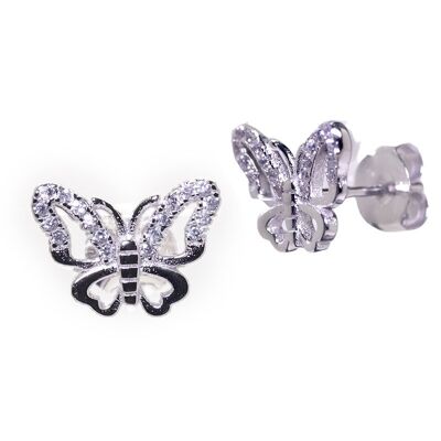 Brillanti orecchini a farfalla in argento sterling