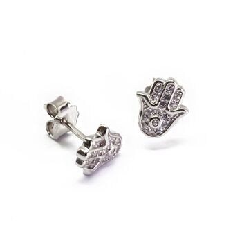 Boucles d'oreilles main de Fatima en argent sterling