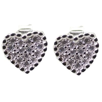 Boucles d'oreilles en argent sterling avec cœurs brillants