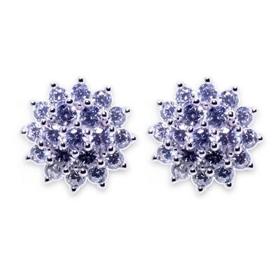 Sterling Silver Rosette Earrings with Zirconia